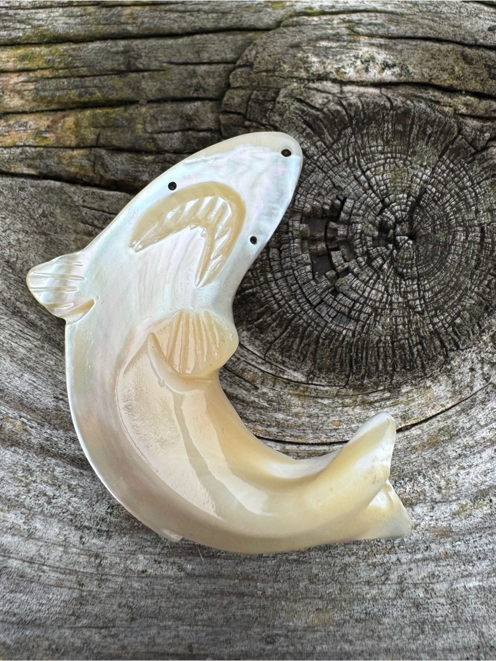 Hand Crafted Cream Mother of Pearl Fish Pendant